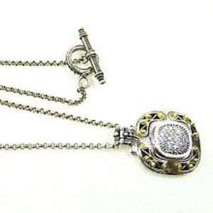 KONSTANTINO Sterling Silver 18k Yellow Gold & Diamonds Pendant/Enhancer Necklace